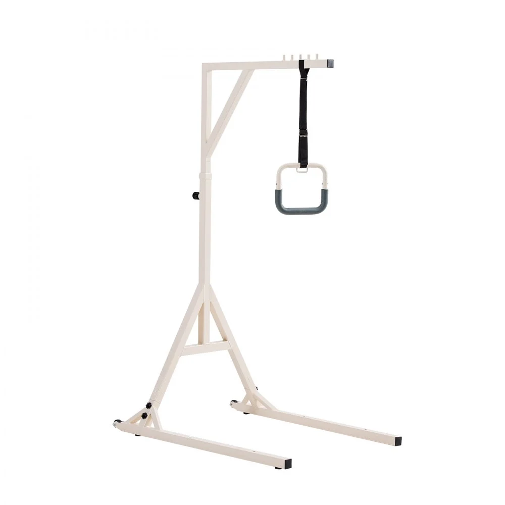 VEVOR Trapeze Bar for Bed Mobility, Height-Adjustable Bed Trapeze with 2 Casters, 350LBS Weight Capacity Heavy Duty Pull Up Trapeze Bar with Floor Stand for Elderly, Disabled, Bedridden Patients