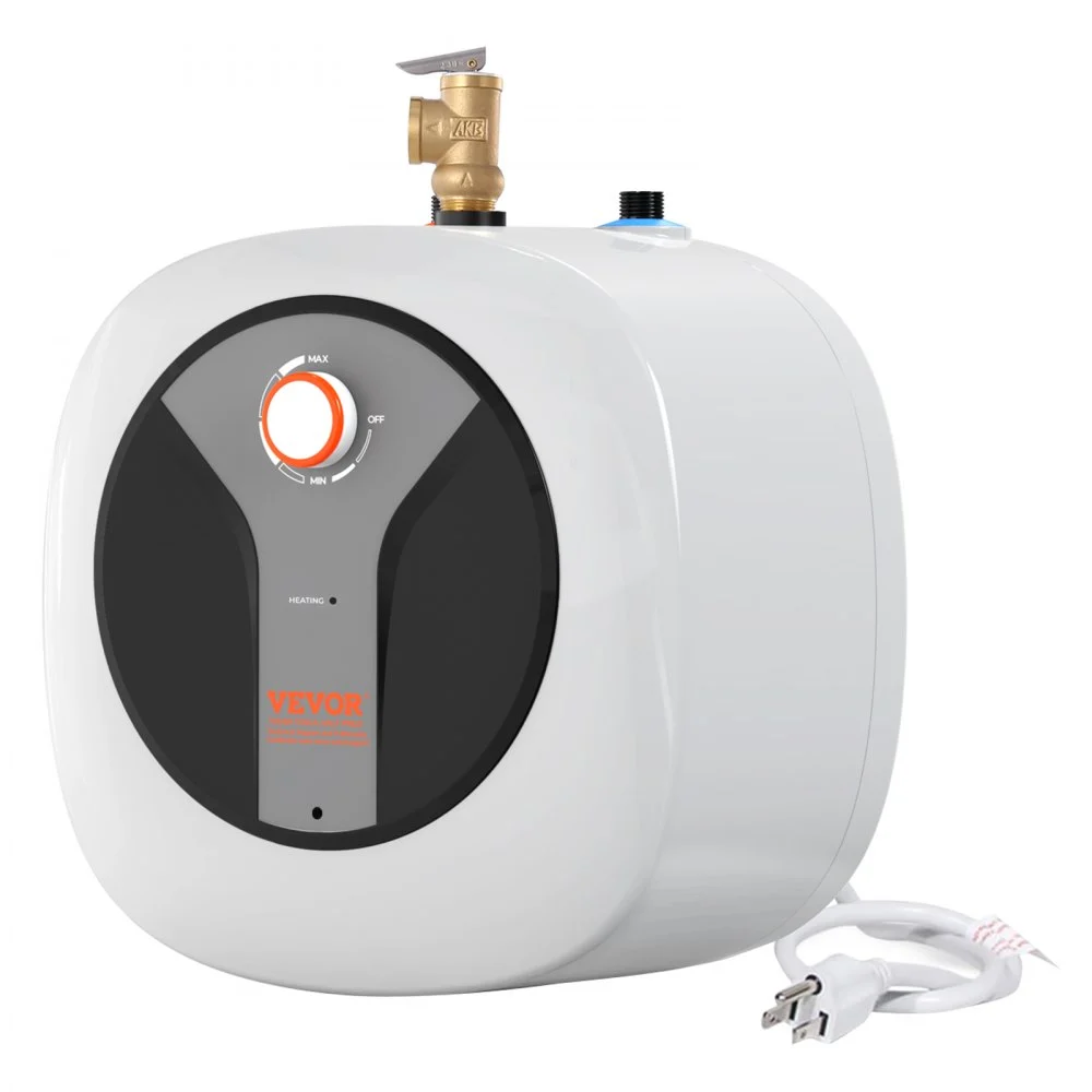 VEVOR Electric Mini-Tank Water Heater 4-Gallon Tank, 1440W Hot Water Boiler Storage, Safety Temperature Pressure Valve Easy Install, for Kichen Bathroom Restaurant, Shelf Wall Mounted