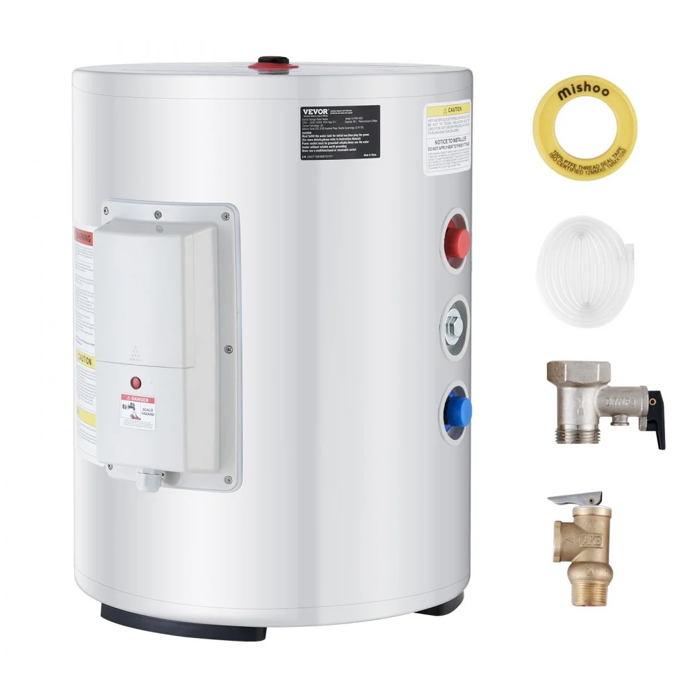 Summer Sale
VEVOR Electric Water Heater, 10 Gallon Tank Instant Hot Water Heater, 1.6Kw Tankless Water Heater w/ LED Display,Knob Control, IPX4 Waterproof Side Connection On Demand Heaters for Shower, Bath