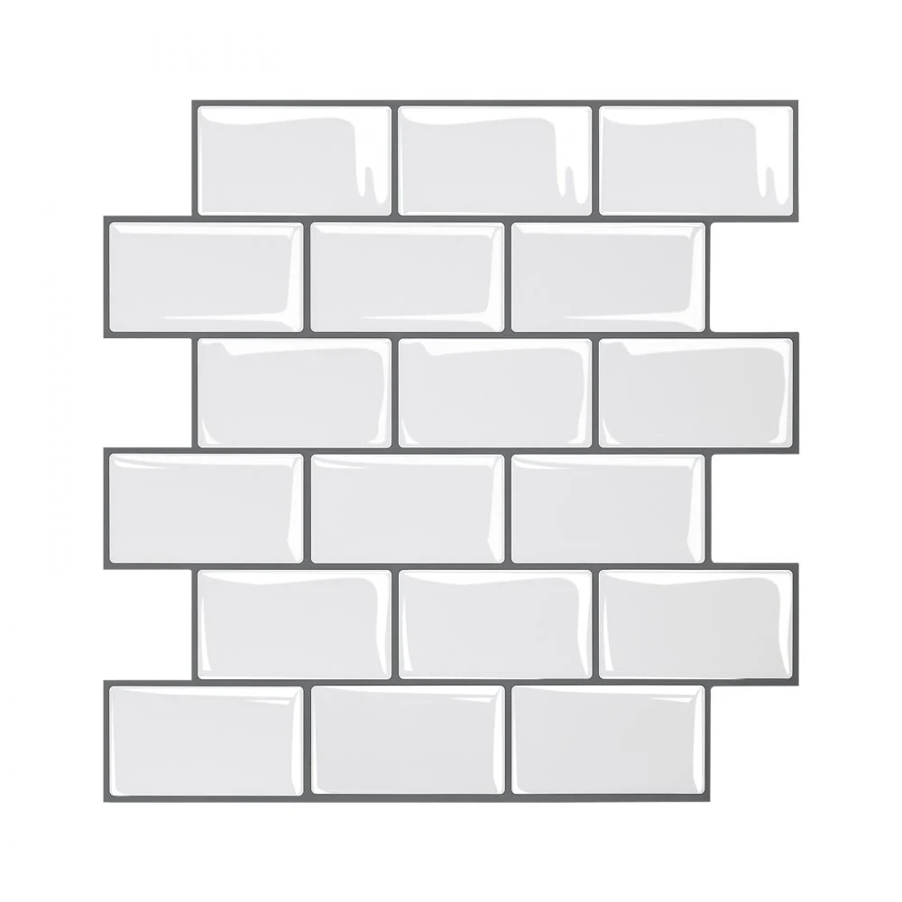 VEVOR Peel and Stick Backsplash 10-Sheet, 12 x 12 x 0.78 inch / 305 x 305 x 2.0 mm Self-Adhesive Wall Tiles, Stick on Subway Tile Backsplash for Kitchen, 3D Back Splashes for Bathroom, Tile-Look