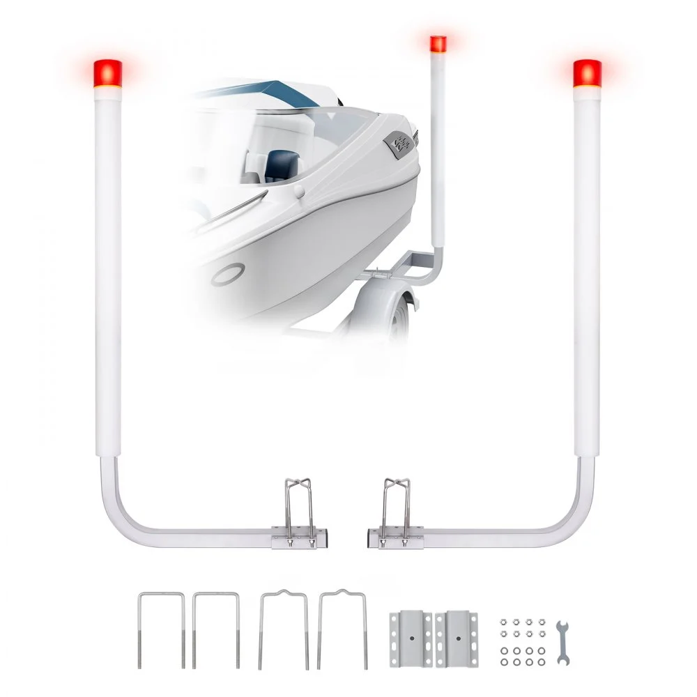 VEVOR Boat Trailer Guide, 40″ with LED Light Trailer Guide Poles, 2PCS High-Hardness Steel Trailer Guide-Ons, Trailer Guides with PVC Pipes, for Ski Boat, Fishing Boat or Sailboat Trailer
