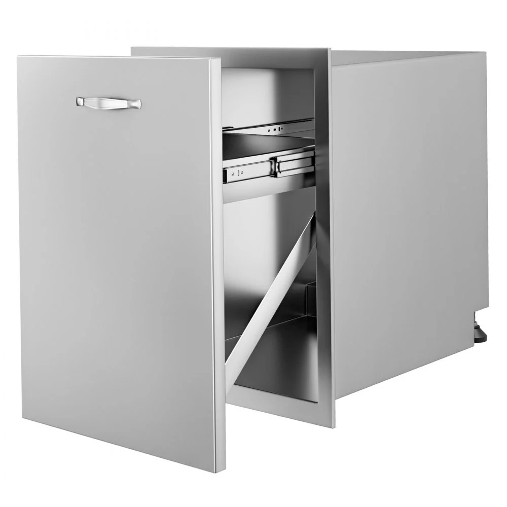 Summer Sale
VEVOR Pull Out Trash Drawer 17.7x22.8 Inch Raised Style Trash Bin with Pull-Out Tray Stainless Steel Trash Drawer with Handle for Outdoor Kitchen BBQ Island, Trash Can Not Included