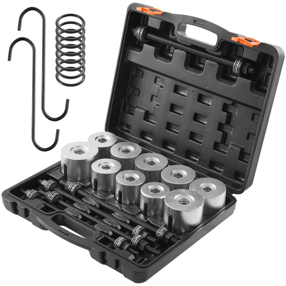 VEVOR 27 PCS Pull and Press Sleeve Kit, Steel Bush Bearing Removal and Installation Set, Bush Removal Insertion Sleeve Tools with Carrying Case, Multi-Vehicle Compatibility for LCV and HGV Engines
