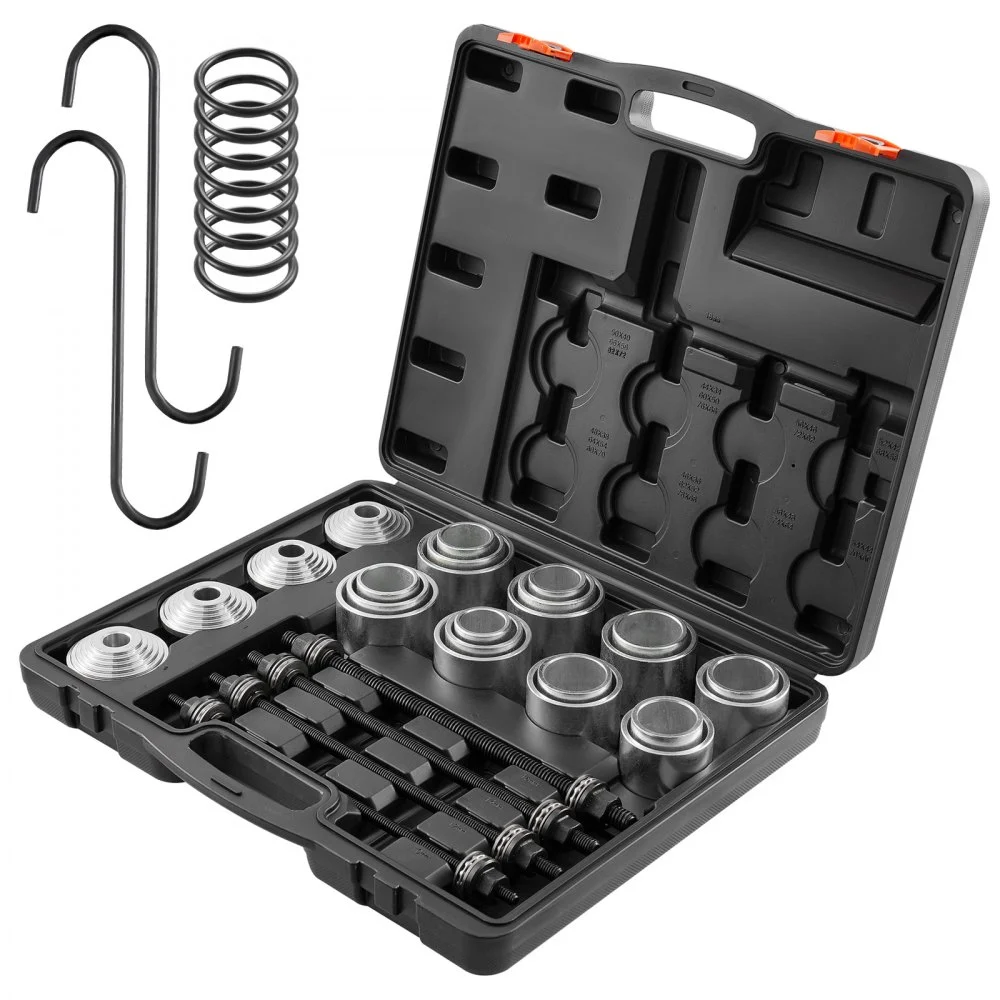 VEVOR 28 PCS Pull and Press Sleeve Kit, Steel Bush Bearing Removal and Installation Set, Bush Removal Insertion Sleeve Tools with Carrying Case, Multi-Vehicle Compatibility for LCV and HGV Engines