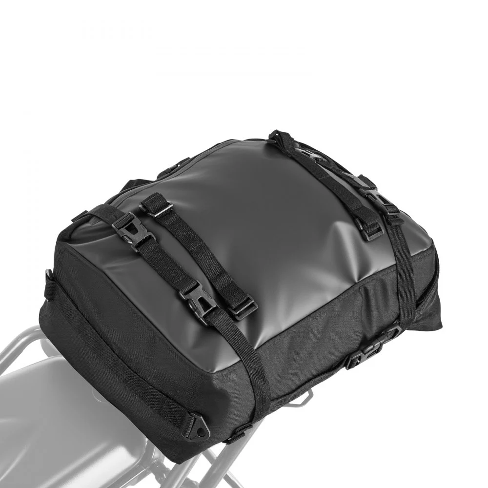 VEVOR Motorcycle Tail Bag, 30 L Motorcycle Rear Seat Bag with Waterproof Rain Cover, Outdoor Sports Motorbike Luggage Storage Trunk Rack Backpack with Shoulder Straps, Universal Fit Rear Racks, Black