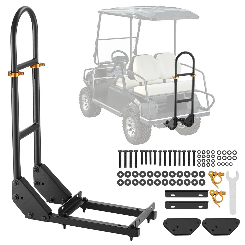 VEVOR Golf Cart Grab Bar, 17.7 x 9.3 x 35.6 Inch, Compatible with Most Golf Carts with Metal Footplates, No Modification Needed, 27.5 to 33.5 Inch Height Adjustable Carbon Steel Rear Seat Grab Bar