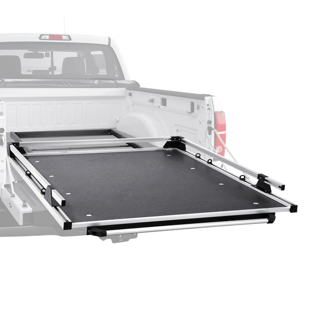 VEVOR Sliding Truck Bed Organizer, 65 x 48-Inch Heavy Duty Truck Bed Storage Drawer with 1000 lbs Capacity, Features 6 Movable Rings for Securing, 2-Postion Slide out Tray for Pickup Trucks, Black