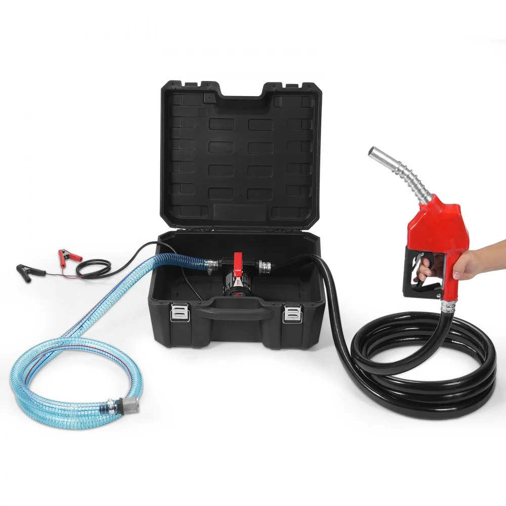 VEVOR Fuel Transfer Pump, 12V DC 10 GPM 1/4 HP, Portable Electric Diesel Transfer Pump with Automatic Shut-Off Fuel Nozzle, High Flow, Long Inlet & Outlet Hose for Diesel, Kerosene, Transformer Fuel