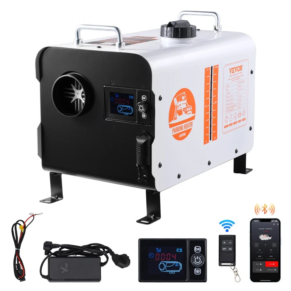 VEVOR 8KW Diesel Heater, 12V/24V All in One Diesel Air Heater, with Bluetooth APP Control, Remote Control and Display Screen, CO Alarm, Fast Heating Portable Diesel Heater for Vehicles and Outdoors