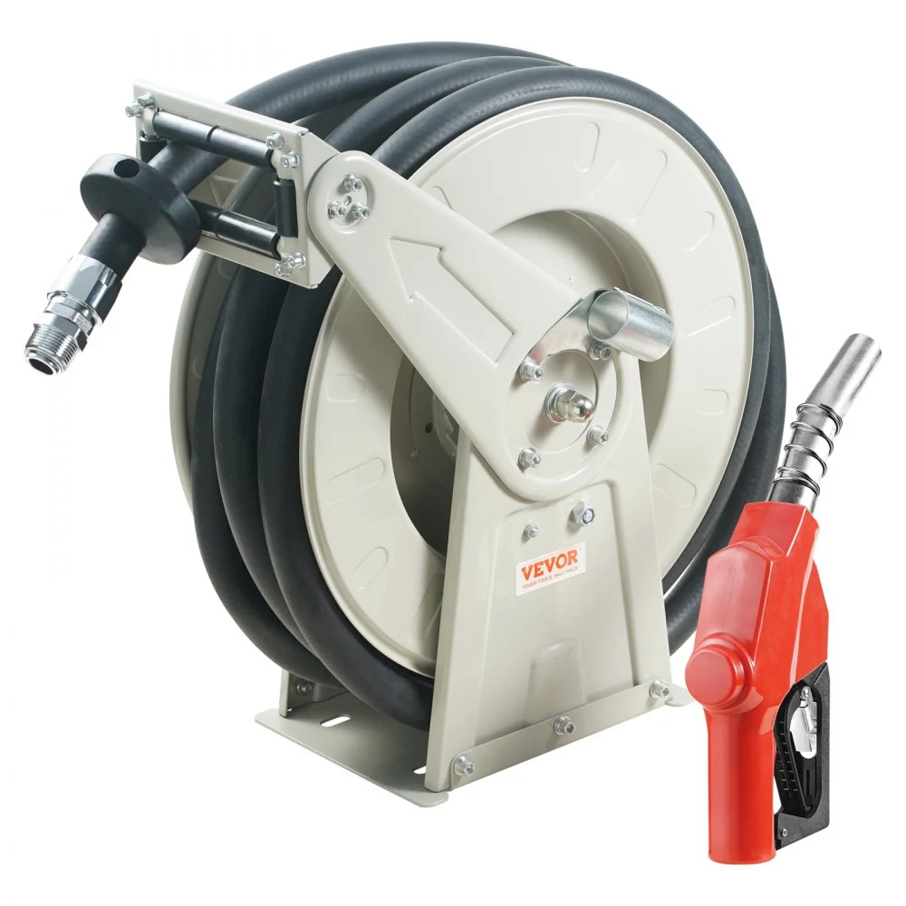 Summer Sale
VEVOR Fuel Hose Reel, 3/4" x 66', Extra Long Retractable Diesel Hose Reel, Heavy-Duty Carbon Steel Construction with Automatic Fuel Nozzle, NBR Rubber Hose for Aircraft Ship Vehicle Tank Truck, 300PSI