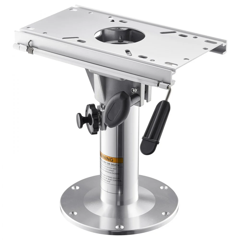 VEVOR Boat Seat Pedestal, Adjustable Height from 13.39 to 19.2 Inches, Aluminum Alloy Boat Chair Base with Slide, 5-inch Sliding Travel, Locking Design, Ideal for Fishing and Boating Enthusiasts