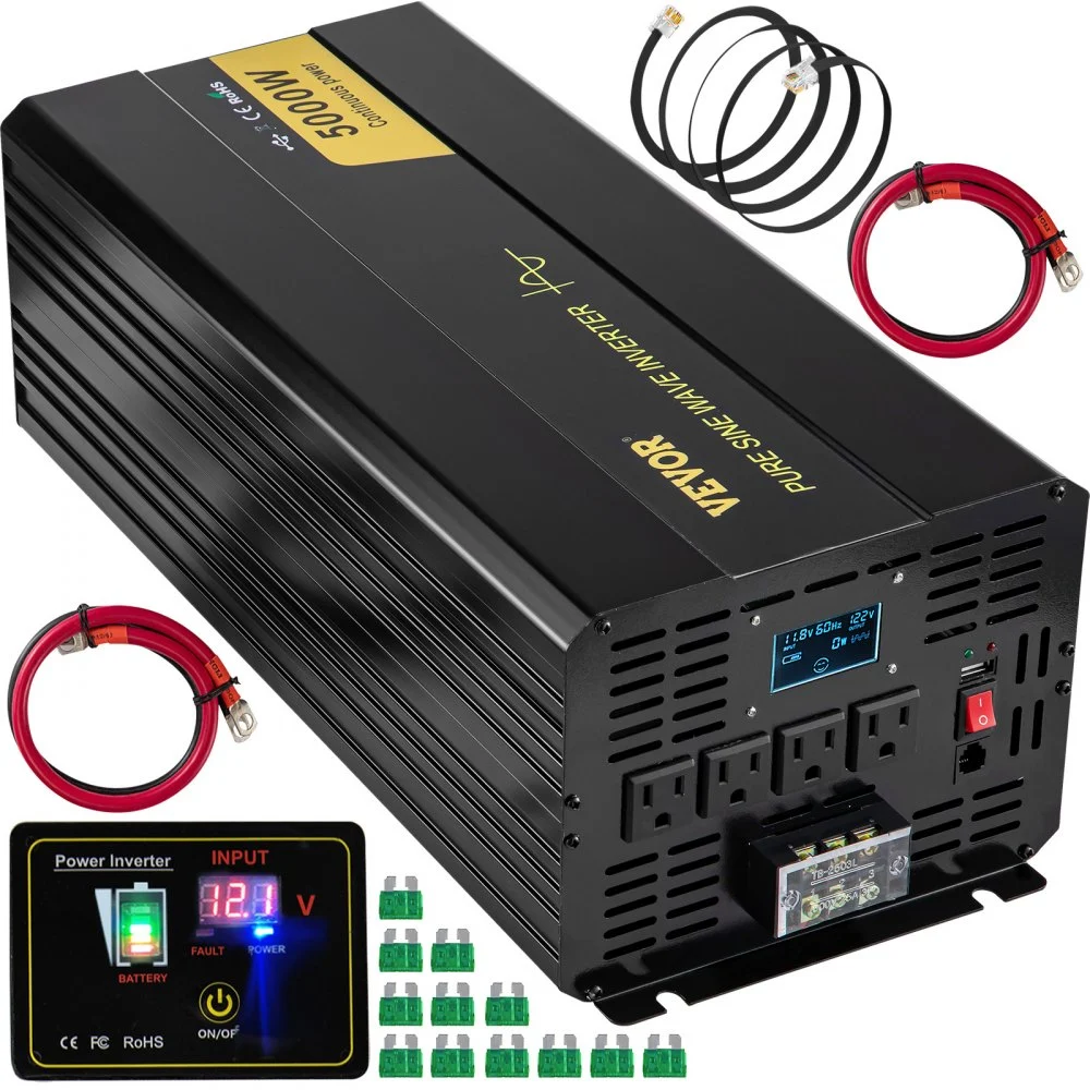 Summer Sale
VEVOR Pure Sine Wave Inverter, 5000 Watt, Power Inverter, DC 12V to AC 120V Car Inverter, with LCD Display, USB Port and Remote Controller, Power Converter for Car RV Truck Solar System Travel Camping