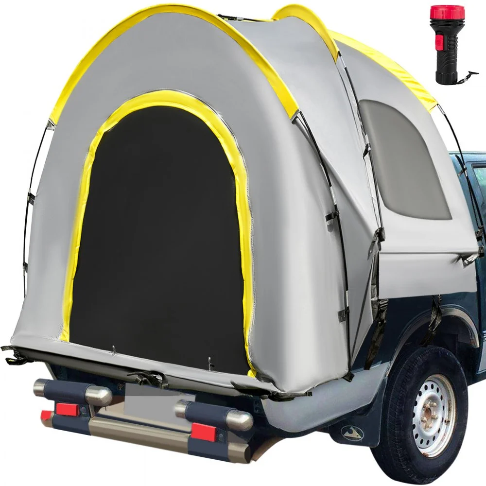VEVOR Truck Tent 5-5.2’ Truck Bed Tent, Full-Size Pickup Tent, Waterproof Truck Camper, 2 Mesh Windows, Easy To Setup Truck Tents For Camping, Hiking, Fishing, Grey Color
