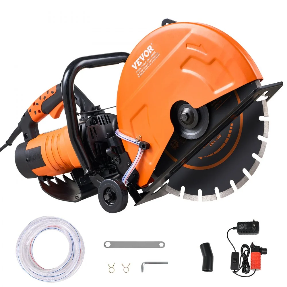 Summer Sale
VEVOR Electric Concrete Saw, 14 in, 3200 W Motor Circular Saw Cutter with Max. 5 in Adjustable Cutting Depth, Wet Disk Saw Cutter Includes Water Line, Pump and Blade, for Stone, Brick