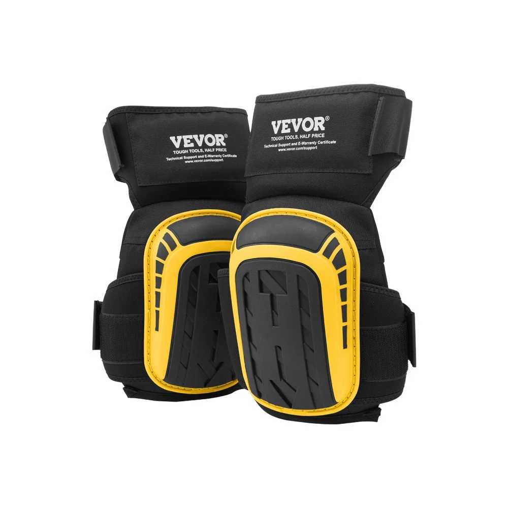 VEVOR Knee Pads for Work, Extended Heavy Duty Construction Knee Pads with 2 Extension Straps, Anti-slip Foam Gel Knee Pads, Men & Women, for Gardening Flooring Roofing and Cleaning, Yellow and Black
