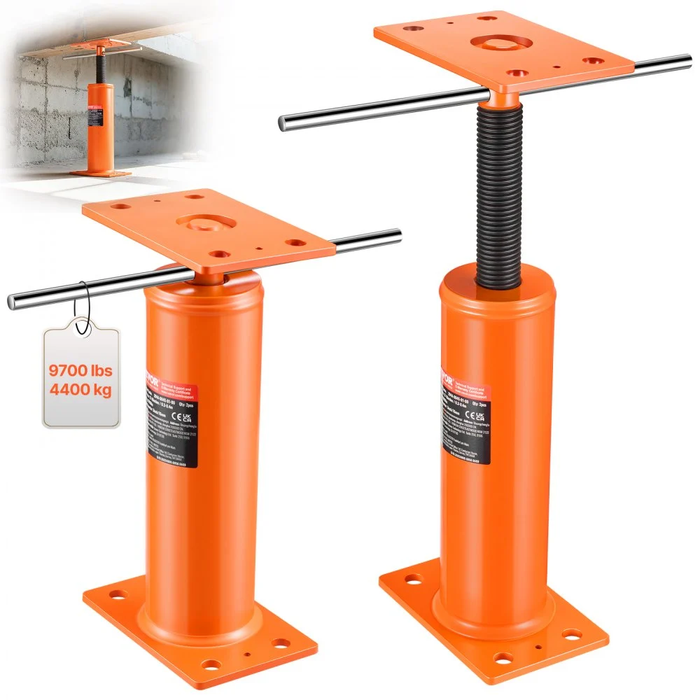 VEVOR House Floor Jacks, 2 Pack, 12"-16" Height Range, 9700 lbs Max Load Capacity Per Unit, Adjustable Support Beam Basement Jack Post Pole for Leveling, Steel Telescoping Jack for Temporary Support
