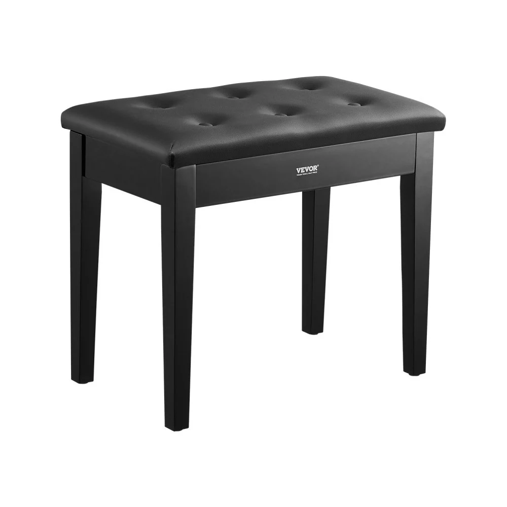 VEVOR Piano Bench, 22" x 13.78" x 19", Keyboard Piano Chair with High-Density Padded Cushion, Storage Compartment for Music Books, Wooden Piano Bookcase Stool Seat, for Vanity, Living Room, Bedroom