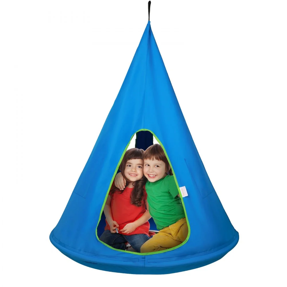 VEVOR Kids Nest Swing Chair, Hanging Hammock Chair with Adjustable Rope, Hammock Swing Chair for Kids Indoor and Outdoor Use (39" D x 52" H), 250lbs Weight Capacity, Sensory Swing for Kids, Blue