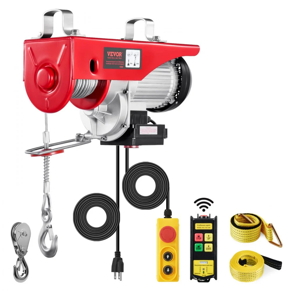 Summer Sale
VEVOR Electric Hoist, 2200 lbs 120V Electric Winch with 328 ft Wireless & 14 ft Wired Remote Control, 40 ft Single Cable Lifting Height, Single/Double Slings, Lift Hoist for Garage Warehouse Factory