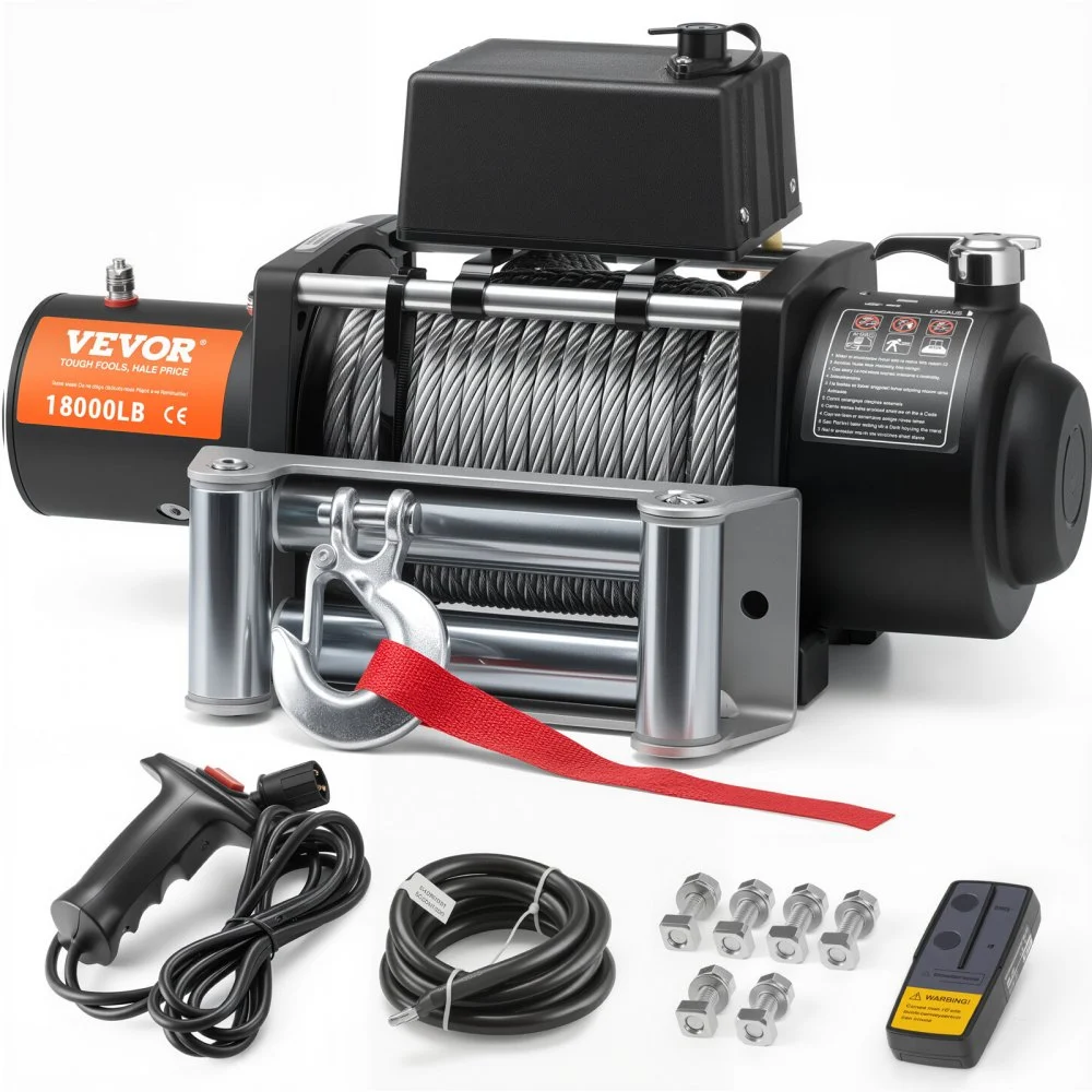 Summer Sale
VEVOR Electric Winch, 18,000 lb, 12V DC Truck Winch with Φ7/16 in x 85 ft Steel Cable Roller Fairlead Wireless & Wired Remote Control, IP55 Waterproof for Towing Off-Road SUV Jeep Truck Trailer Boat