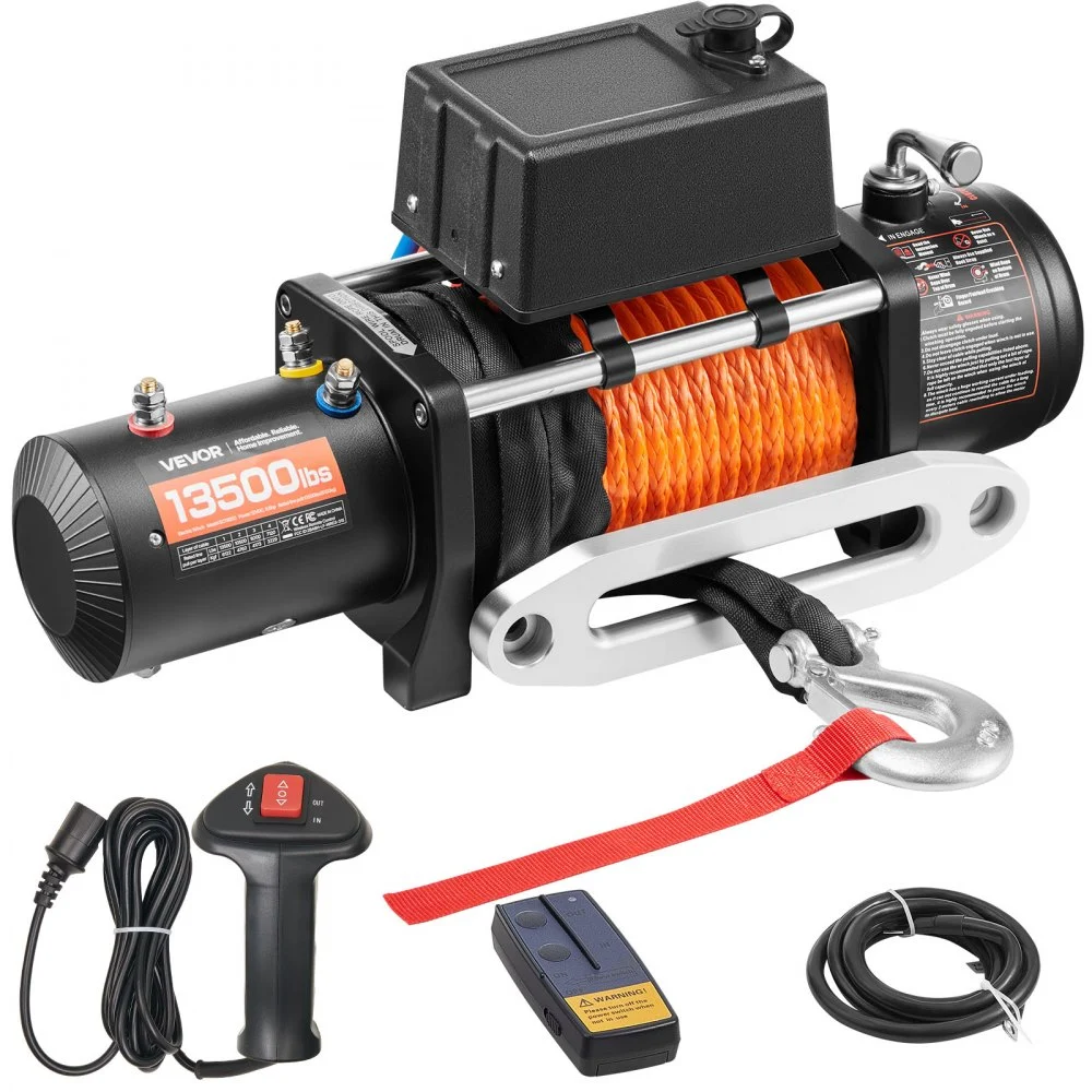 Summer Sale
VEVOR Electric Winch, 13500 lbs Load Capacity, 12V DC Truck Winch with Φ3/8 in x 80 ft Synthetic Rope, Wireless & Wired Remote Control, Suitable for Towing Off-Road SUV Jeep Trailer Boat