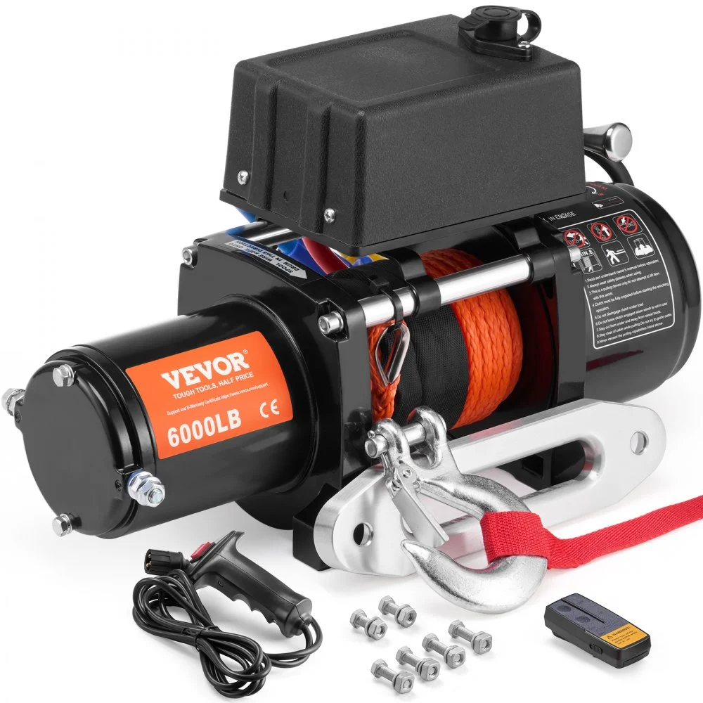 Summer Sale
VEVOR Electric Winch, 6000 lb, 12V DC Truck Winch with Φ1/4 in x 55 ft Synthetic Rope Aluminum Fairlead Wireless & Wired Remote Control, IP55 Waterproof for Towing Off-Road SUV Truck Jeep Trailer Boat