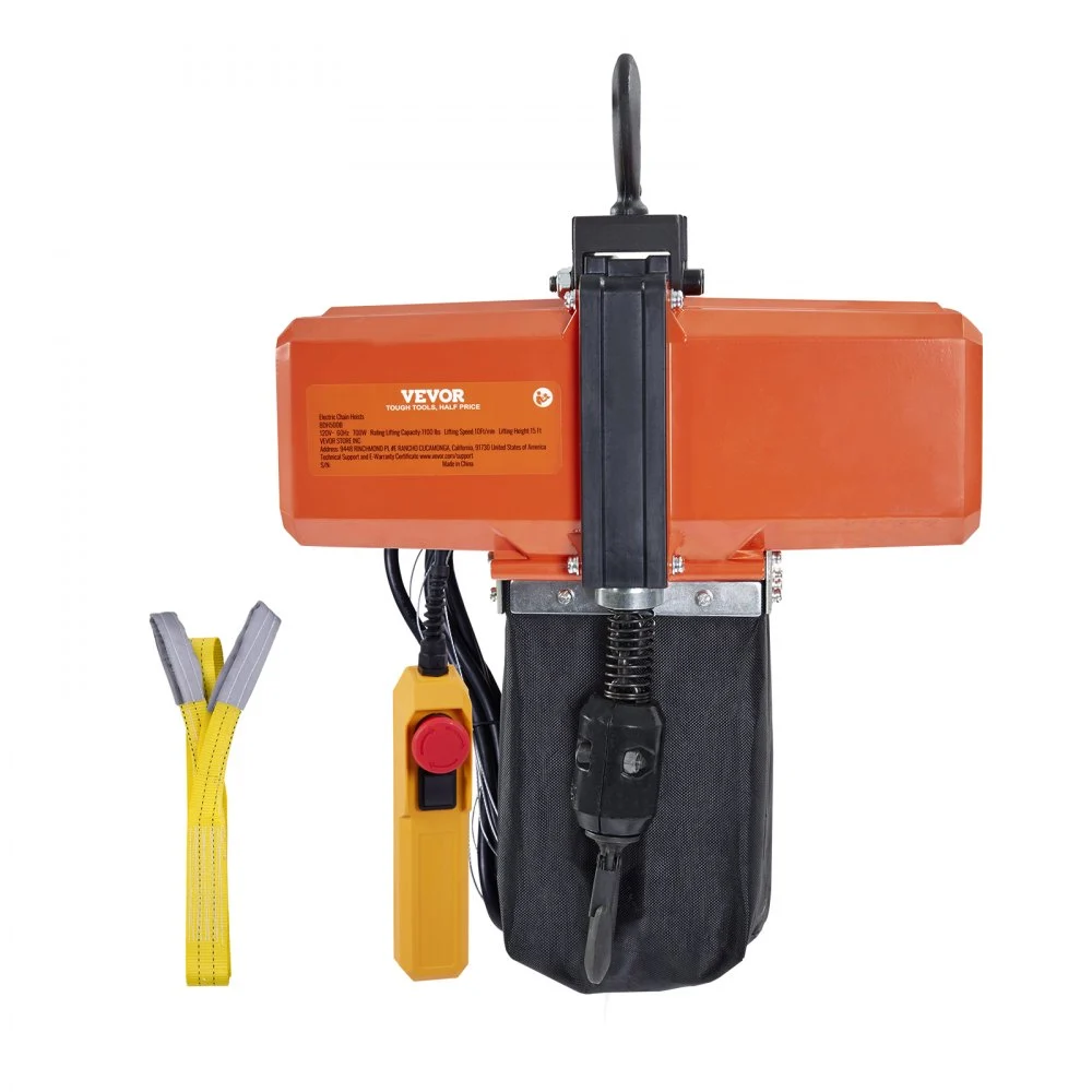 Summer Sale
VEVOR 1100 lbs Electric Chain Hoist 15 FT Lifting Height, 120V Electric Hoist, Single Phase Overhead Crane with G100 Chain, 10 ft Wired Remote Control for Garage, Shop, Hotel, Home
