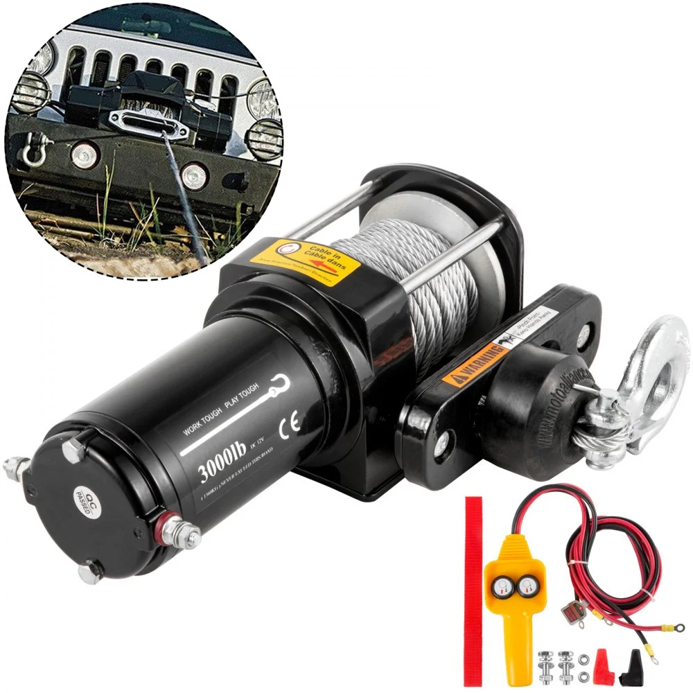 VEVOR Truck Winch 3,000LBS Electric Winch 10m Steel Cable 12V Power Winch Jeep Winch with Wireless Remote Control and Powerful Motor for UTV ATV & Jeep Truck and Wrangler Accessories in Car Lift