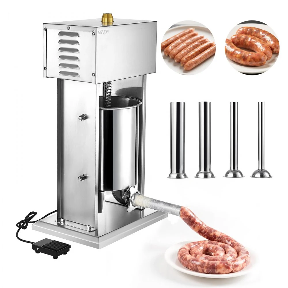 Summer Sale
VEVOR Electric Sausage Stuffer, 22 LBS / 10 L Vertical Meat Stuffer, Stepless Speed Control and Foot Pedal, Stainless Steel Heavy Duty Sausage Filler with 4 Stuffing Tubes, for Commercial & Home Use