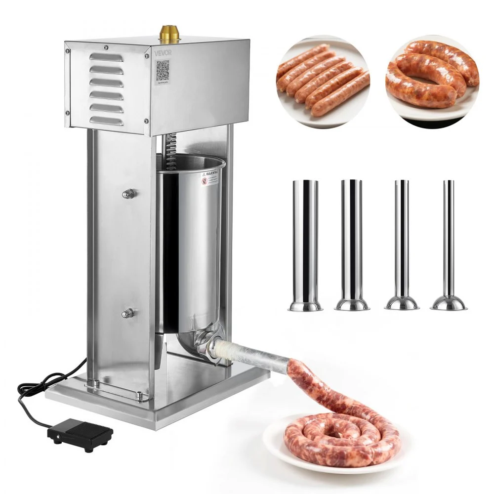 Summer Sale
VEVOR Electric Sausage Stuffer, 25 LBS / 12 L Vertical Meat Stuffer, Stepless Speed Control and Foot Pedal, Stainless Steel Heavy Duty Sausage Filler with 4 Stuffing Tubes, for Commercial & Home Use