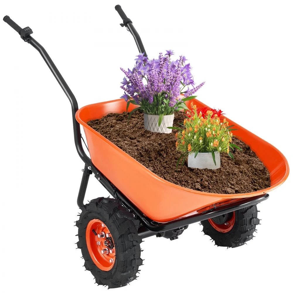 Summer Sale
VEVOR Electric Wheelbarrow Cart, 500W Powered Utility Garden Wagon Dump Cart, 4.5 Cu Ft Load & 573 lbs Capacity with Metal Handle & 16" Track Wheels, Two Wheel Barrow Yard Cart & Wagons for Lawn Farm