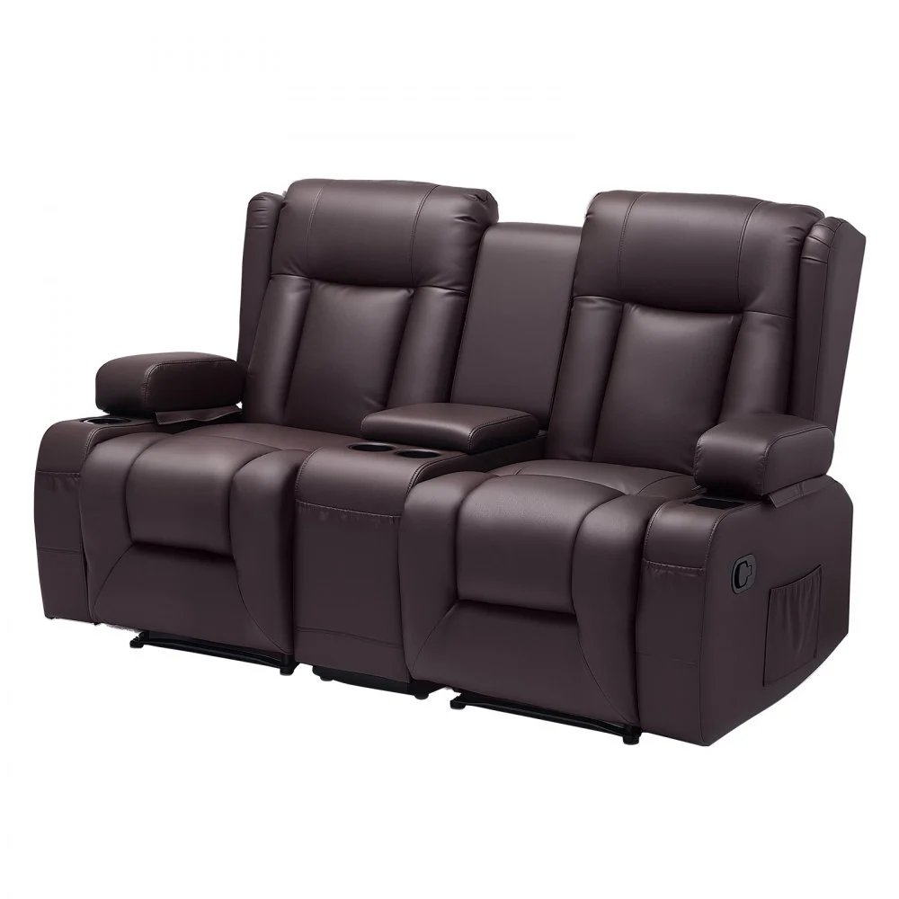 Summer Sale

        
               VEVOR Loveseat Recliner Sofa, Manual Reclining Couch with Center Console, PU Faux Leather Recliner Sofa with USB Ports, Cup Holders and Storage Bags, Dual Loveseat Chair for Living Room/RV, Brown