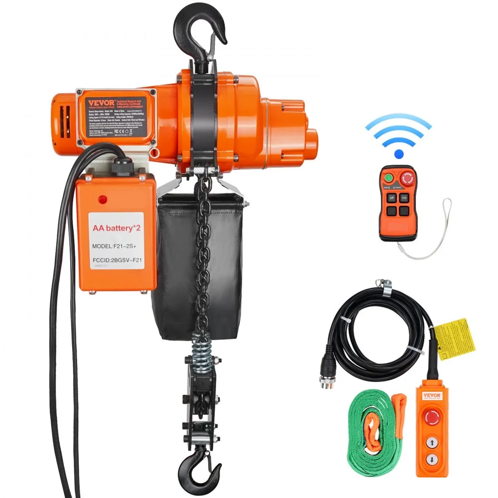 Summer Sale
VEVOR Electric Chain Hoist, 2200 lbs Load, 20 ft Lifting Height, 6.9 ft/min Speed, 120V, Single Phase Overhead Crane with Chain, 328 ft Wireless & 15 ft Wired Remote Control for Garage, Shop, and Home