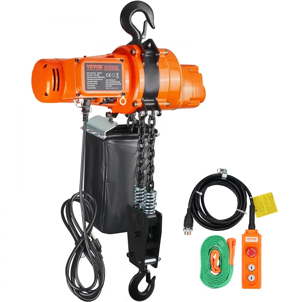 Summer Sale
VEVOR Electric Chain Hoist, 2200 lbs Load Capacity, 10 ft Lifting Height, 6.9 ft/min Speed, 120V, Single Phase Overhead Crane with Chain, 10 ft Wired Remote Control for Garage, Shop, Hotel, and Home