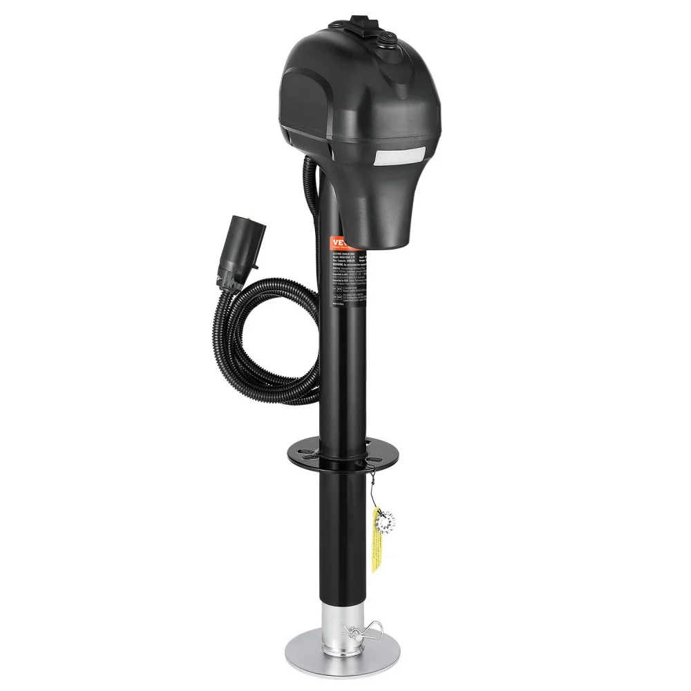 VEVOR Electric Trailer Jack, 3500 lbs, Heavy Duty RV Electric Power Tongue Jack with 7-pin Connector, Manual Crank Handle & Weatherproof Jack Cover, 9.5"-27.5" Lift, for Trailers, Campers & RVs, Black