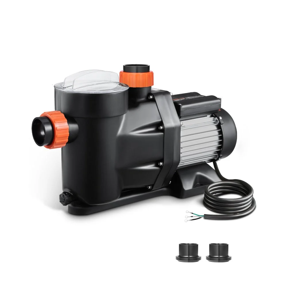 VEVOR Above Ground Pool Pump, 2 HP, 135 GPM Max Flow Single Speed Swimming Pool Pump, 220V 3450 RPM 61 ft Max Head Lift with PP Shell Strainer Basket, 122°F Max Water Temp, for Hot Tubs Spas, No Plug