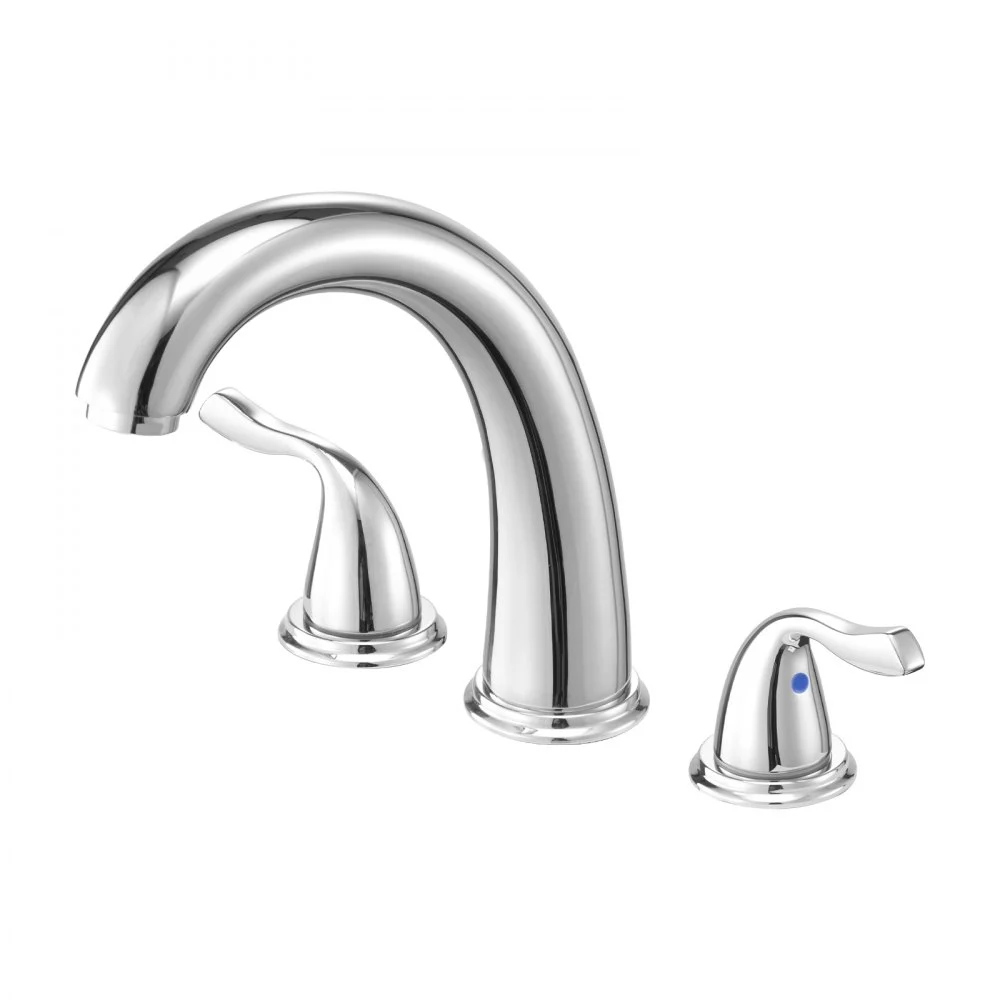 VEVOR Roman Tub Faucet, 3 Hole Waterfall Bathtub Faucet, Gooseneck Bath Tubs Faucets Set with 2 Handles, Deck Mount Bath Tub Faucets Set for Pet Washing, Adult Bathing, Silver, High Arc Spout