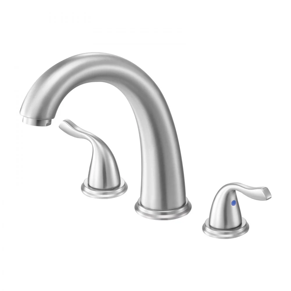 VEVOR Roman Tub Faucet, 3 Hole Waterfall Bathtub Faucet, Gooseneck Bath Tubs Faucets Set with 2 Handles, Roman Tub Faucets Deck Mount for Adult Bathing, Brushed Stainless Steel, High Arc Spout