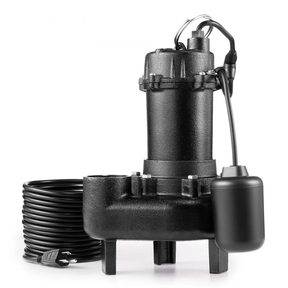 VEVOR Submersible Sewage Pump, 1/2 HP, 4800 GPH Cast Iron Sewage/Effluent Pump with Automatic Tethered Float Switch, 2-Inch NPT Discharge, 120V, 20 ft Max Lift, for Basement, Septic Tank, Residential