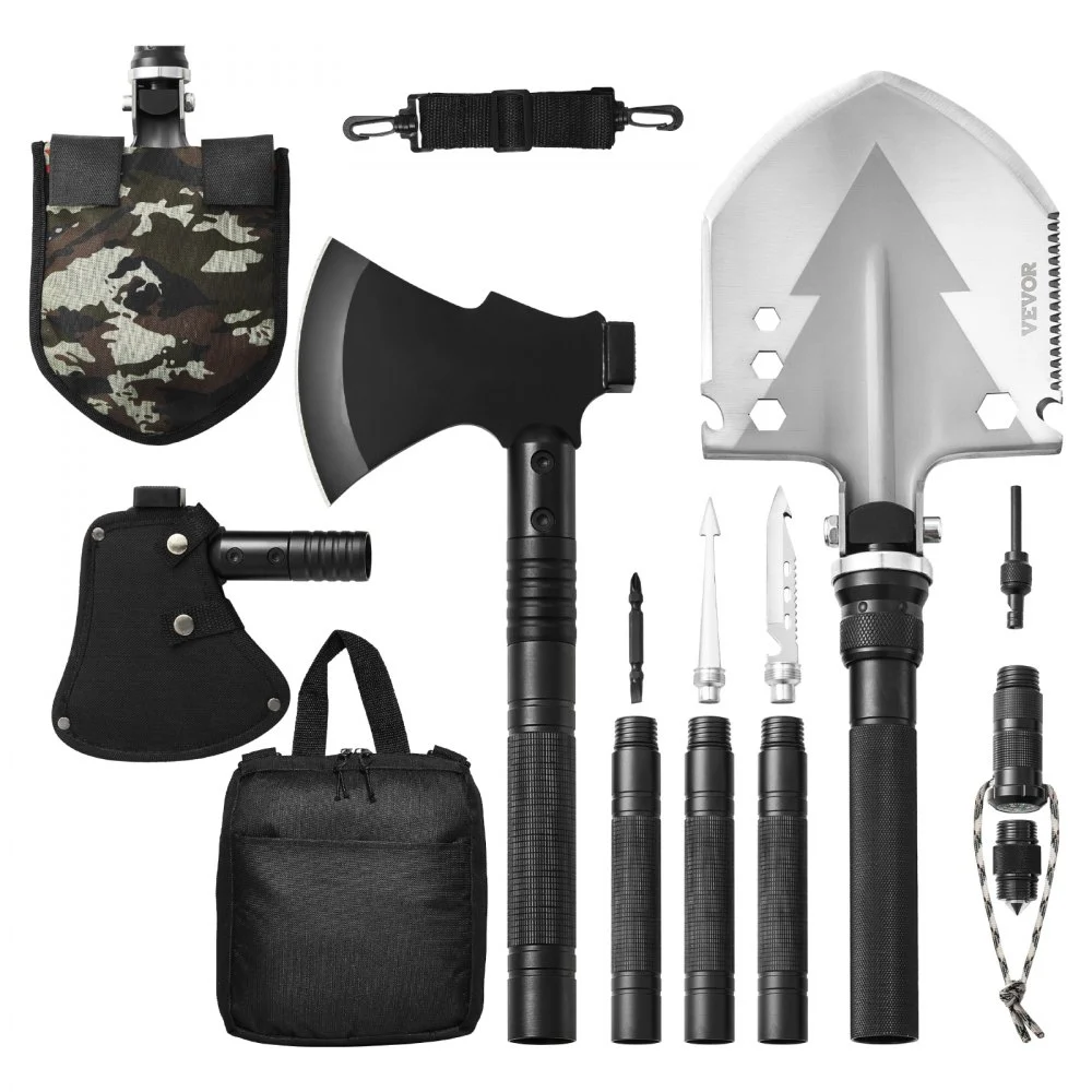 Clearance
VEVOR Survival Shovel Survival Axe, 16-in-1 Camping Folding Shovels with Hatchet, Stainless Steel Tactical Shovel Hatchet Combo, Multifunctional Emergency Survival Gear Equipment for Camping Hiking