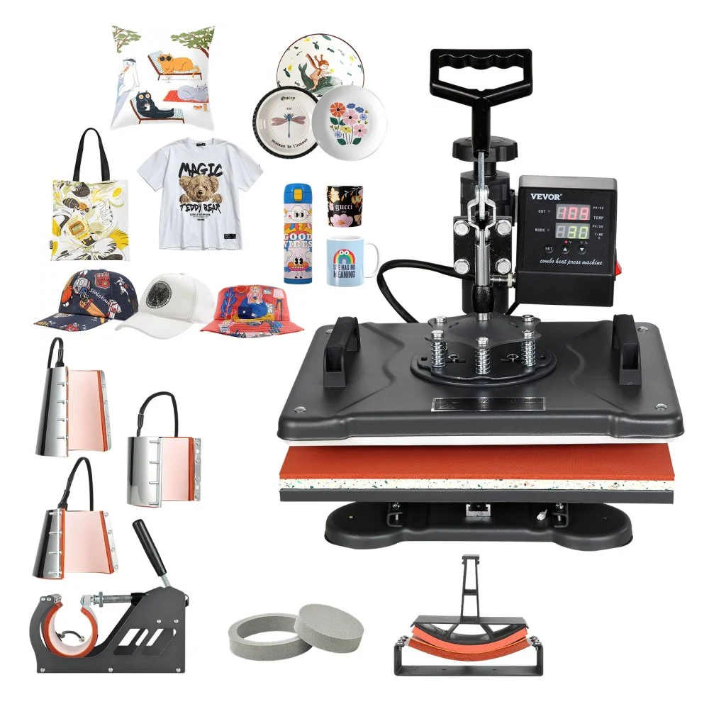 Summer Sale
VEVOR Heat Press Machine, 8 in 1 Combo Digital Multifunctional Sublimation Heat Transfer Machine 12x15 inch, 360 Degree Rotation Swing Away for Printing T Shirts Mug Cap Hat Plate