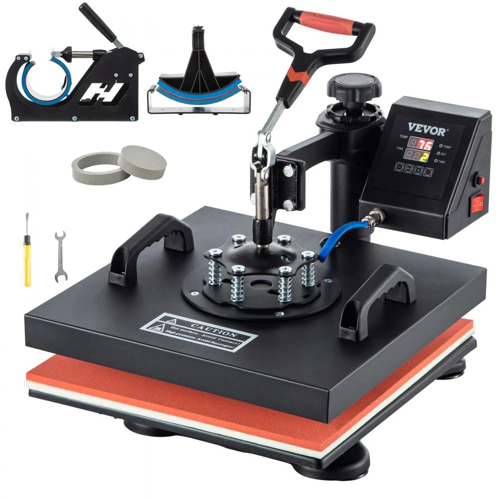 Summer Sale
VEVOR Heat Press, 5 in 1 15 x 15 Inch Heat Press Machine, Dual LED Display Heat Press Machine, Multifunctional Sublimation, for T-Shirts, Swing Away Design