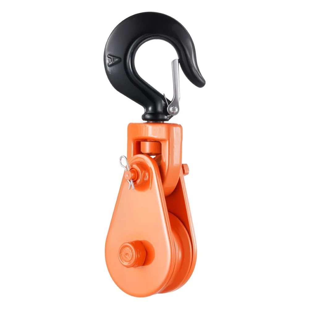 VEVOR 2 Ton Snatch Block with Swivel Hook, 3" Sheave 3/8" Inch Wire Rope, Heavy Duty Snatch Block Pulley 4400 lbs for Towing and Recovery operations on Tow Truck Rollback Wrecker Car Hauler Winches