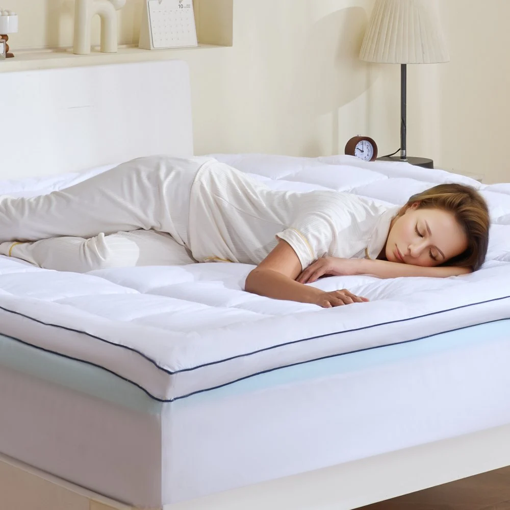 VEVOR Mattress Topper, King Size, 4 in Thickness, Memory Foam, Fiber Fill, Detachable & Washable, Ergonomically Designed for Pressure Relief, Comfortable Cooling & Breathable, Ideal for Hot Sleepers