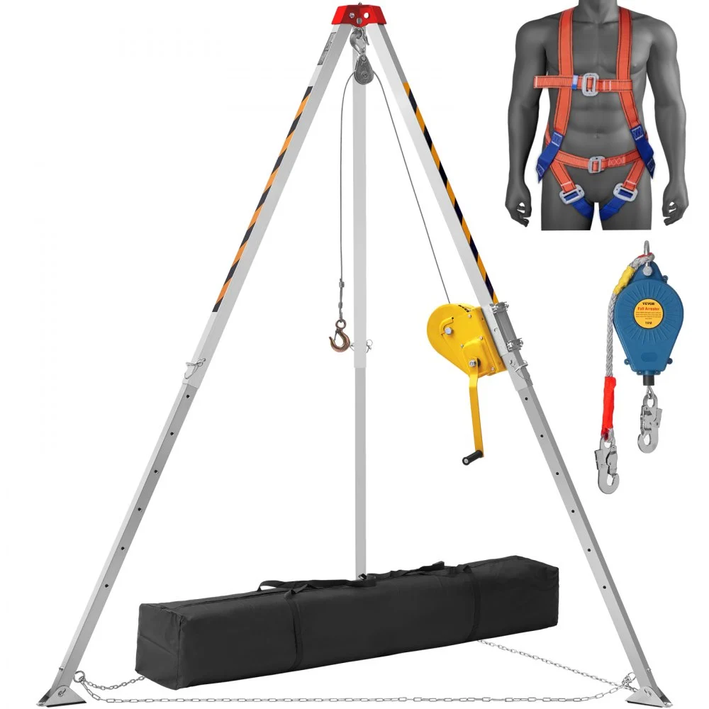 Summer Sale
VEVOR Confined Space Tripod Kit, Confined Space Tripod 8' Legs and 98' Cable, Confined Space Rescue Tripod 32.8' Fall Protection, 2600 lbs Winch, Harness, Storage Bag