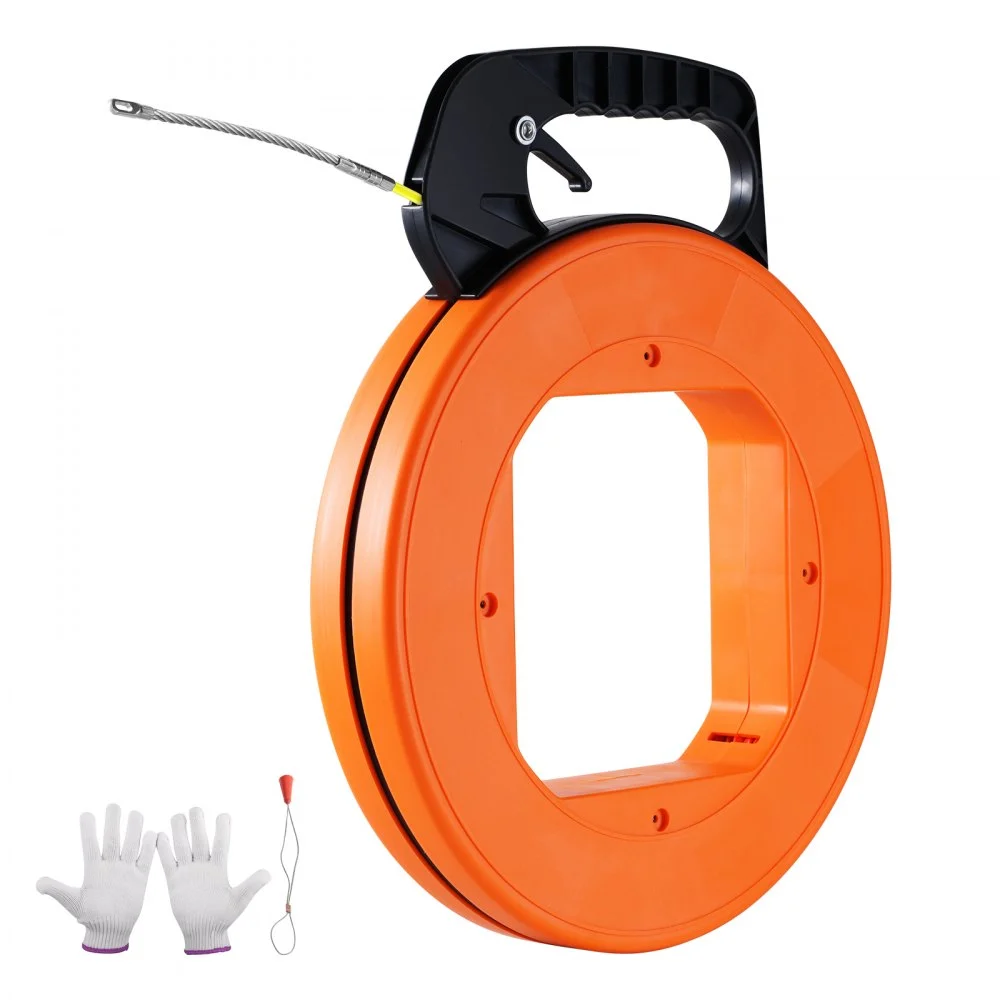 VEVOR Fish Tape, 100 ft, 1/6-inch, Fiberglass Wire Puller with Optimized Housing and Handle, Easy-to-Use Cable Puller Tool, Flexible Wire Fishing Tools for Wall and Electrical Conduit, Non-Conductive