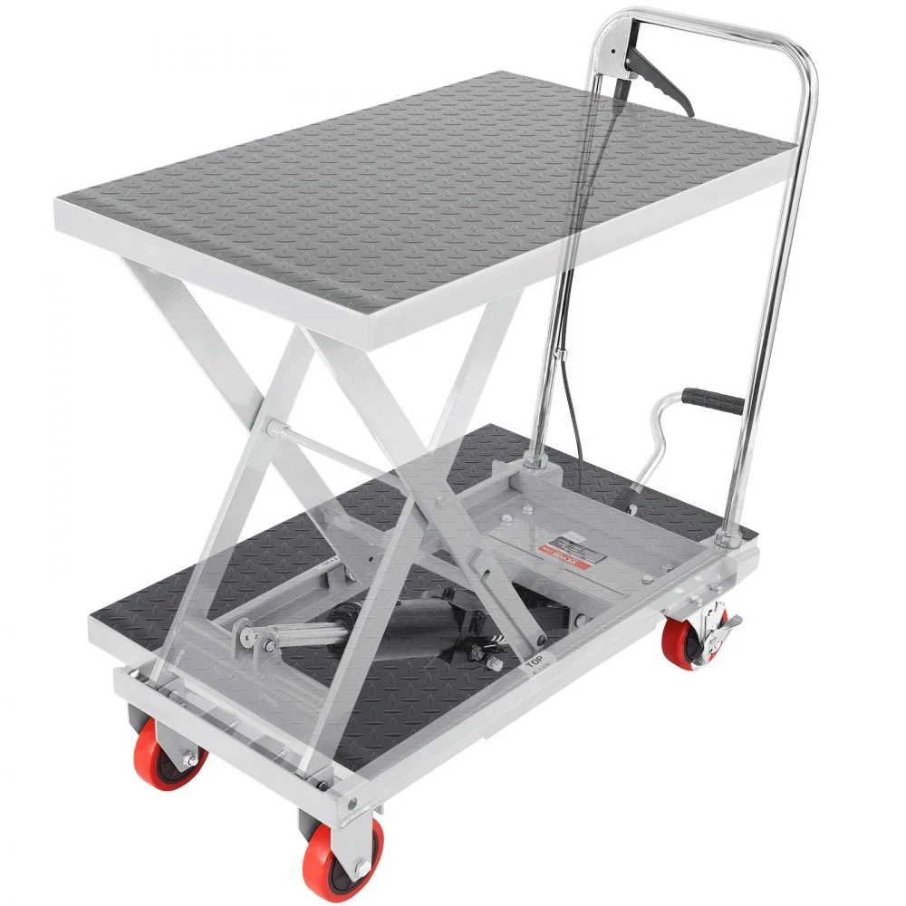 Summer Sale
VEVOR Hydraulic Lift Table Cart, 500lbs Capacity 28.5" Lifting Height, Manual Single Scissor Lift Table with 4 Wheels and Non-slip Pad, Hydraulic Scissor Cart for Material Handling, Gray