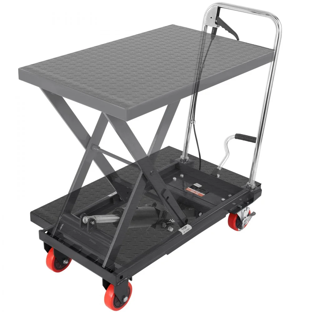 Summer Sale
VEVOR Hydraulic Lift Table Cart, 500lbs Capacity 28.5" Lifting Height, Manual Single Scissor Lift Table with 4 Wheels and Non-slip Pad, Hydraulic Scissor Cart for Material Handling, Black