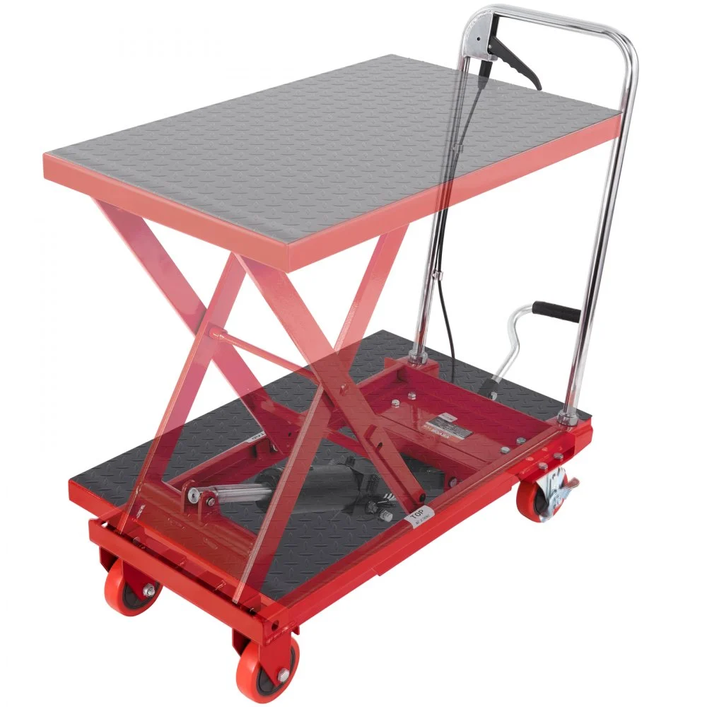 Summer Sale
VEVOR Hydraulic Lift Table Cart, 500lbs Capacity 28.5" Lifting Height, Manual Single Scissor Lift Table with 4 Wheels and Non-slip Pad, Hydraulic Scissor Cart for Material Handling, Red
