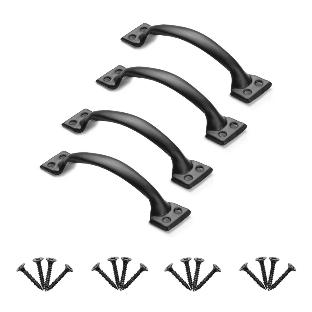 VEVOR Barn Door Handle, 4Pcs 6.5 in Rustic Fence Gate Handle, Rust-Resistant Coating, Heavy Duty Carbon Steel Outdoor Gate Handles, Easy to Install, Metal Sliding Door Pulls for Garage Shed Pantry